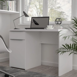 Białe biurko 110x60 cm z szufladą i szafką